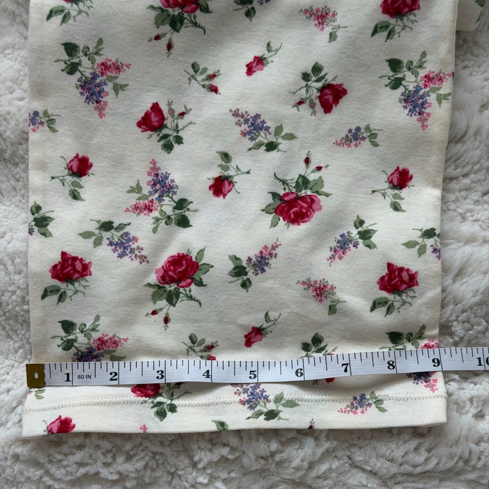 Lauren Ralph Lauren Cream Floral Rose Cotton Pajama Set-Romantic Sleepwear-S - Picture 16 of 16